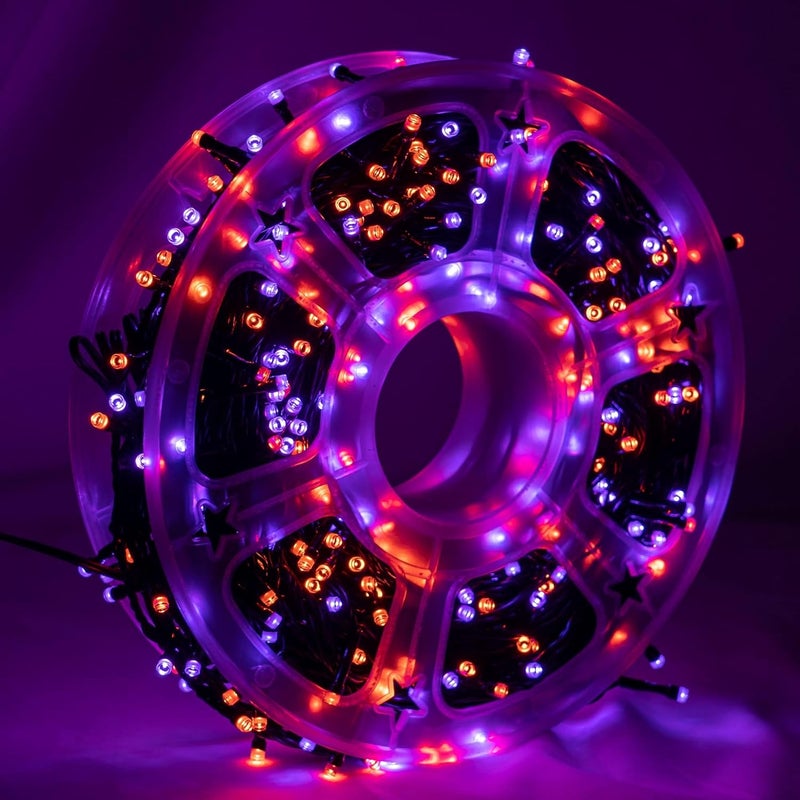 FUNPENY 164FT 500 LED Halloween Lights, 8 Modes Waterproof Plug in String Lights for Halloween Indoor Outdoor Yard Party Wedding Garden Home Decorations (Purple & Orange) - Image 5